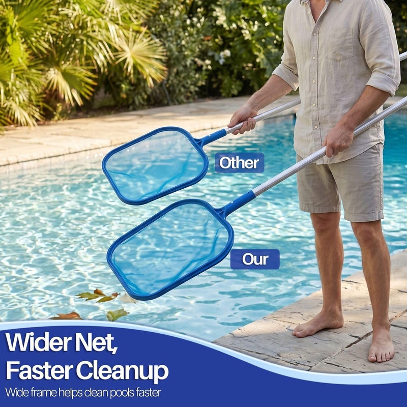 Flexzion Swimming Pool Cleaner Professional Pool Spa Leaf Skimmer Net Fine Mesh Rake Catcher Cleaning Supplies Replacement Accessories for Above Ground Pool Hot Tub Small Pond Fountain - Image 4