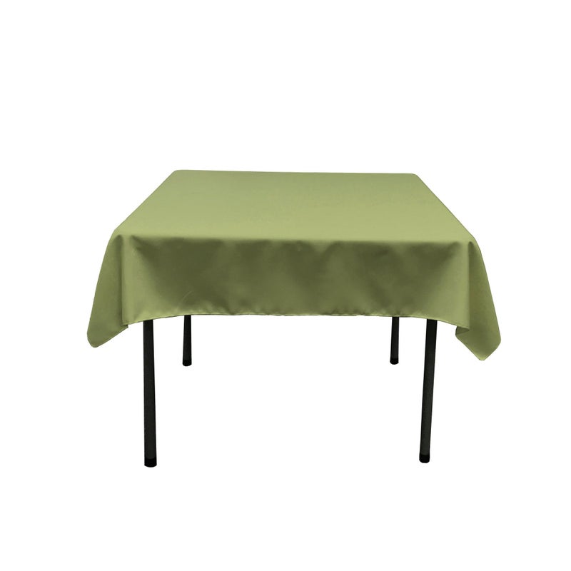 LA Linen Polyester Poplin Washable Square Tablecloth Stain and Wrinkle Resistant Table Cover 58x58 Fabric Table Cloth for Dinning Kitchen Party Holiday 58 by 58Inch Sage Dark