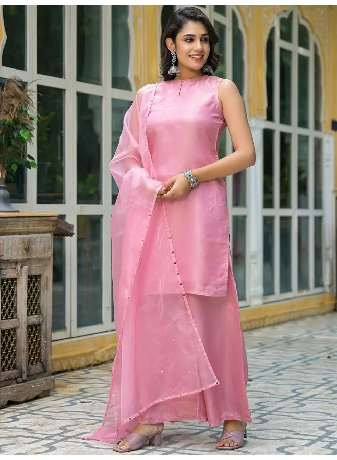 أيه كيه إس AKS Couture Round Neck Kurta with Palazzo & Dupatta