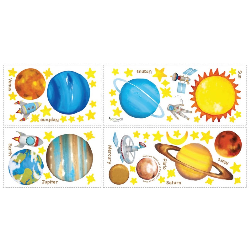Decowall DS8-1307 Planets in The Space Kids Wall Decals Wall Stickers Peel and Stick Removable Wall Stickers for Kids Nursery Bedroom Living Room - Image 5