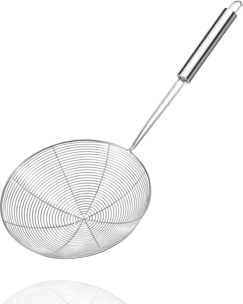 Spider Web Strainer Skimmer, Asian Strainer Ladle Stainless Steel Wire Skimmer Spoon with Handle for Kitchen Frying Food, Noodle 4.8 inch
