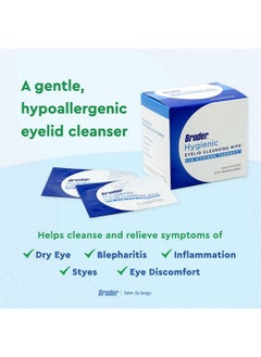 Bruder Bruder Hygienic Eyelid Cleansing Wipes | Rinse-Free Exfoliating Wipes Remove Excess Oil and Debris from Eyelids & Lashes | Remove Make Up & Oil l Eye Care l Eye Cleanse l Non-Allergenic l 30 Count Box  - Image 3