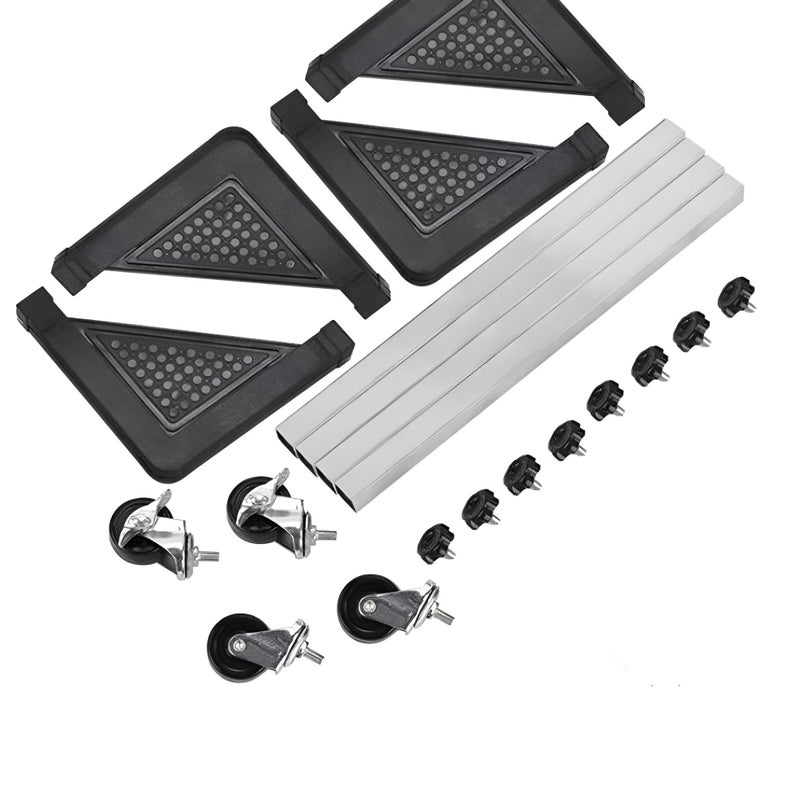 Adjustable Washing Machine Base - Expandable 43.5-65cm heavy-duty dolly stand with locking wheels for washer, dryer, refrigerator, black finish, ensures stability and easy mobility. - Image 3