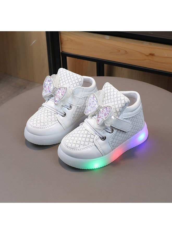Girls' Luminous Sneaker  Spring And Autumn New Children's Princess Shoes Bright Bow Luminous Children's Shoes