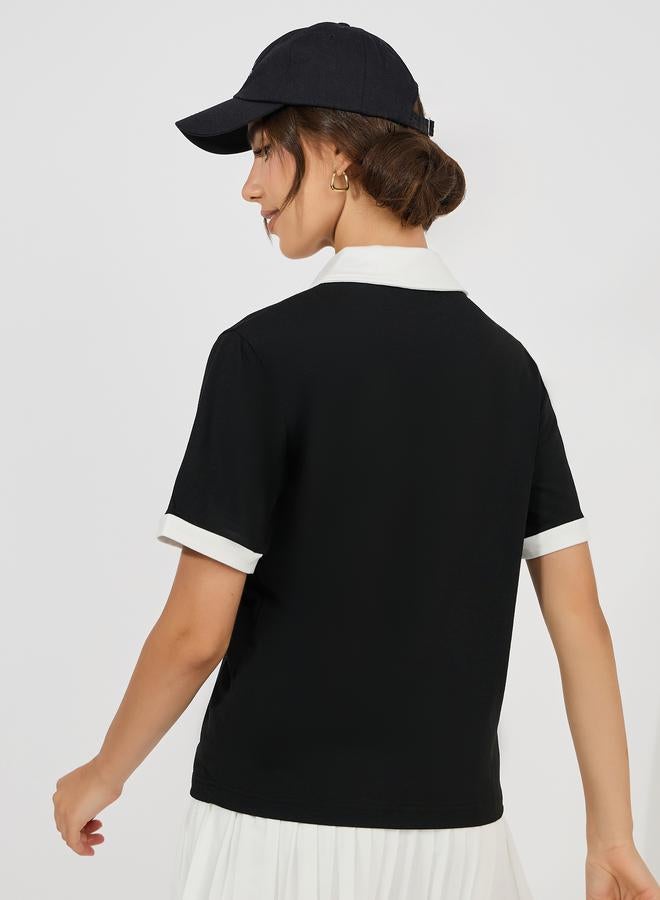 Styli Regular Fit Focus On The Good Embroidered Polo T-Shirt  - Image 5