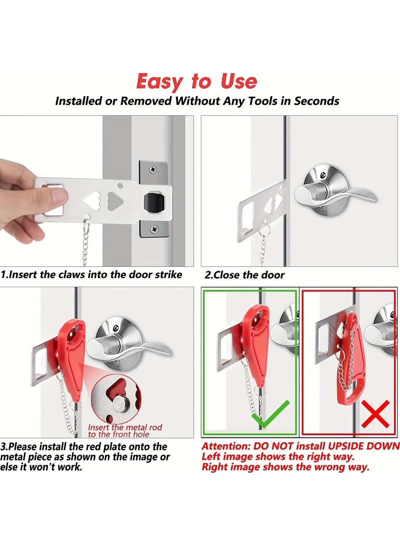 2 Pack Portable Door Lock for Travel, Home & Hotel – Extra Security & Privacy, Easy to Install - Image 4