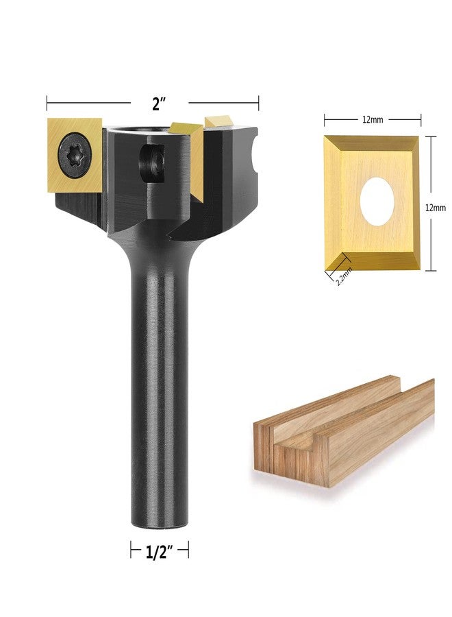 SpeTool CNC Spoilboard Surfacing Router Bit 1/2 Shank 2 Inch Cutting Diameter, Slab Flatting Router Bit Carbide Insert Planing Bit Wood Bottom Cleaning - Image 2