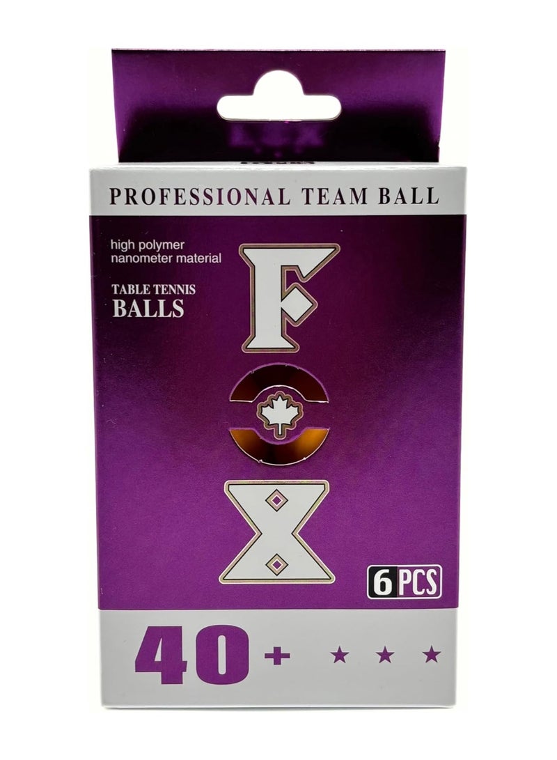 Fox Professional 40+ Polymer Table Tennis Ball Orange 6 Pack 3Star Table Tennis Balls - Image 2
