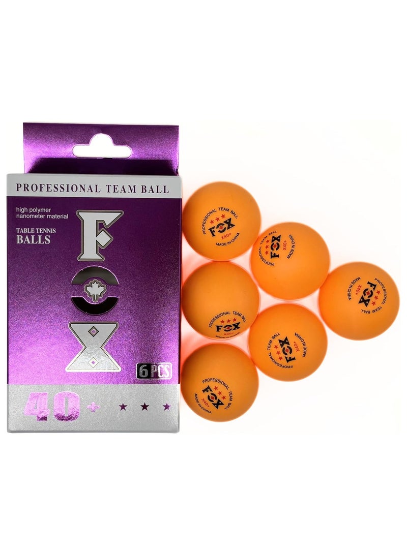 Fox Professional 40+ Polymer Table Tennis Ball Orange 6 Pack 3Star Table Tennis Balls - Image 1
