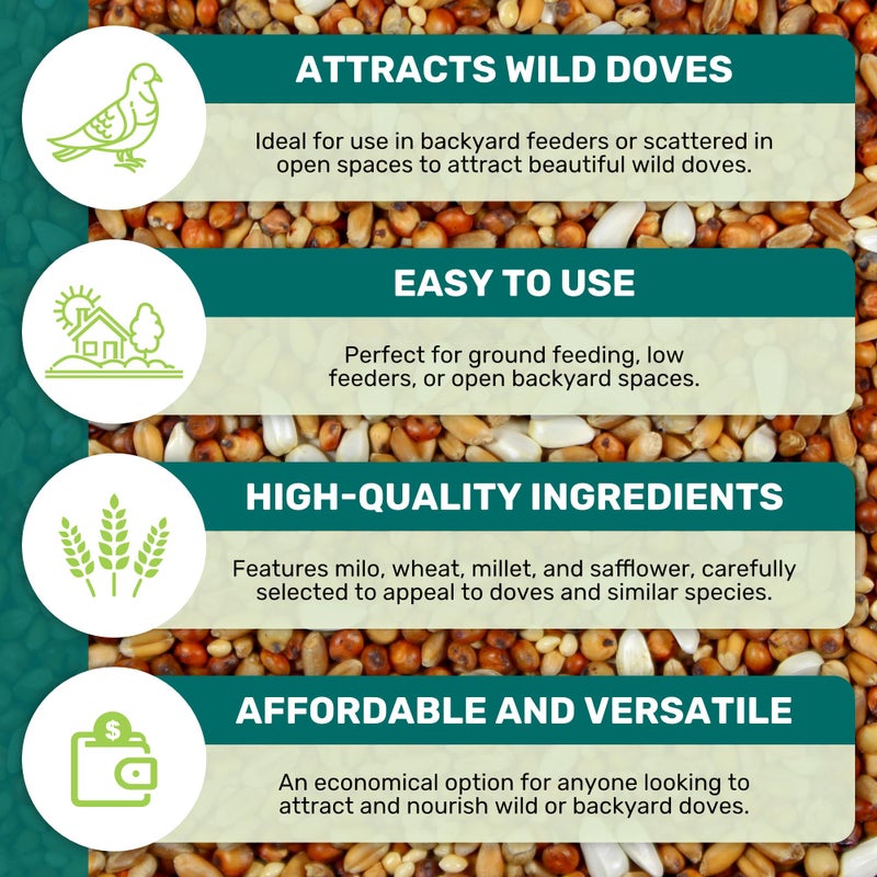 Dove Mix 5 Lbs, Dove Food, Premium Dove Bird Seed, Nut Free Mix Feed for Dove, Nutrient-Rich Mixed Birdseeds, Supports Daily Energy Growth & Healthy Balanced Diet, Bird Seed for Outside Feeders - Image 5