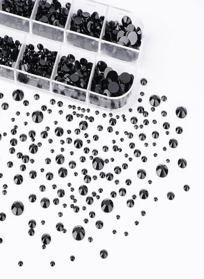 Canvalite 2784PCS Black Rhinestones Flat Back Gems, Nail Rhinestones Gems with Pick Up Tweezers and Diamonds Picker Dotting Pen, Tools for Nail Art, Clothes, Face, Craft - Image 3