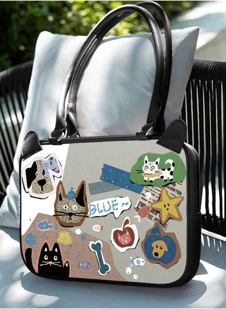 Generic - Laptop Case Sleeve 13.3/14/15 inch, Laptop Briefcase Multifunctional Large Capacity Sleeve Bag for MAC, HP, Dell, Acer, Asus, Notebook, Black Baby Cat - Image 1