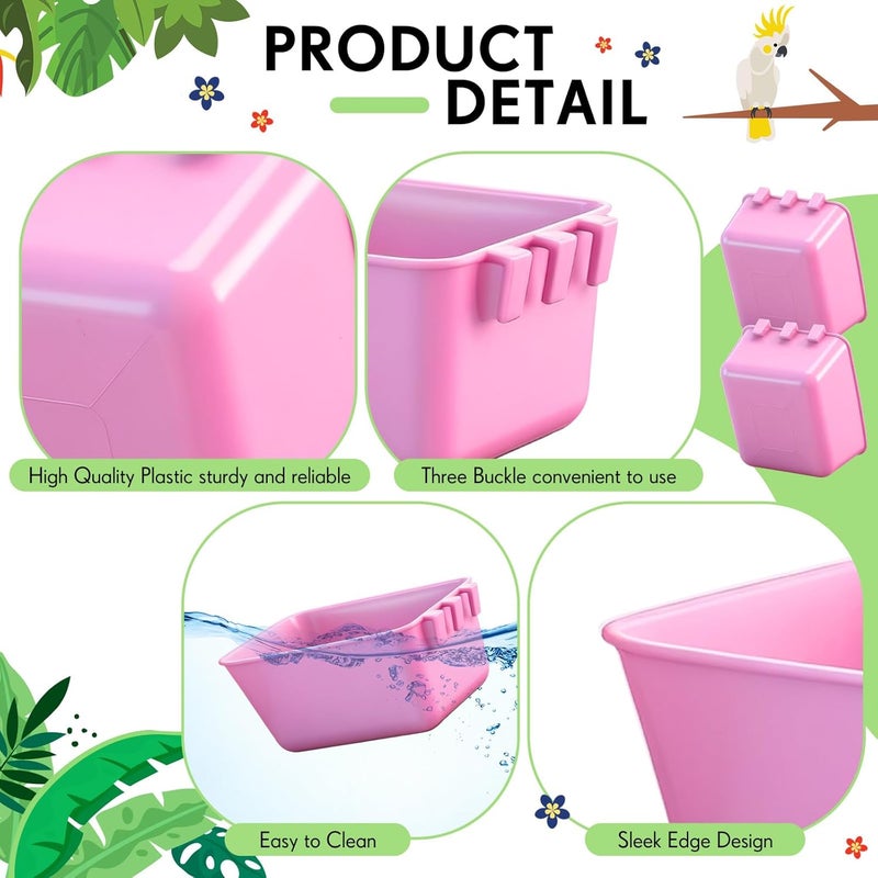 Maxdot 20 Pcs Chicken Water Feeder Cups 16 oz Pigeon Bird Feeder Cups Hanging Cage Chicken Water Cup for Pet Parrot Rooster Parakeet Bunny Gamefowl Poultry Wire Hutch(Pink) - Image 3