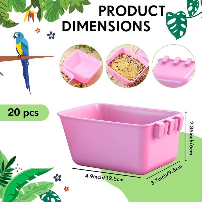 Maxdot 20 Pcs Chicken Water Feeder Cups 16 oz Pigeon Bird Feeder Cups Hanging Cage Chicken Water Cup for Pet Parrot Rooster Parakeet Bunny Gamefowl Poultry Wire Hutch(Pink) - Image 2