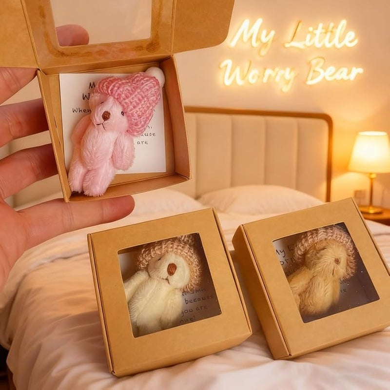 Mini Plush Teddy Bear Gift Set 4PCS with Emotional Support Card Soft Keepsake for Lovers - Image 4