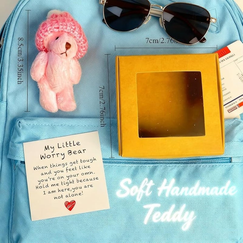 Mini Plush Teddy Bear Gift Set 4PCS with Emotional Support Card Soft Keepsake for Lovers - Image 5
