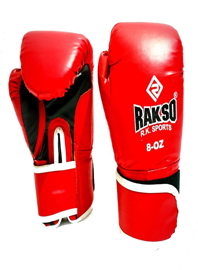 RAKSO Fight Gloves Super - RED Top Grade Genuine Buffalo Leather Boxing Gloves with Molded Padding & Velcro Strap Gloves for Men & Women (4 OZ, Red) (12 OZ) - Image 2