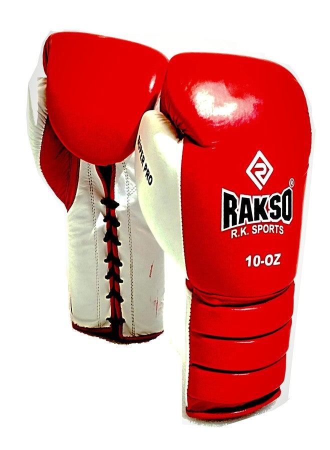 RAKSO Fight Gloves Super - RED Top Grade Genuine Buffalo Leather Boxing Gloves with Molded Padding & Velcro Strap Gloves for Men & Women (4 OZ, Red) (12 OZ) - Image 1