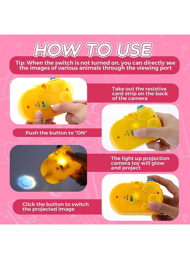 Peachjoy 12 قطعة مجموعة كاميرا مضيئة كاميرات بلاستيكية مع صور حيوانات في عدسة الكاميرا لعبة تمثيلية مع جهاز عرض للأطفال هدية عيد الميلاد (ألوان عشوائية) - Image 3