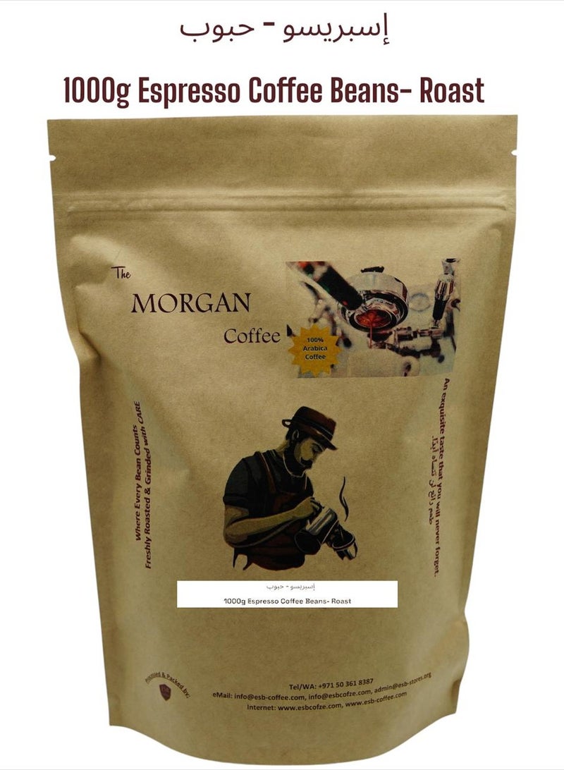 esb coffee The Morgan Coffee ESPRESSO WHOLE COFFEE BEANS - 1000g - Image 1