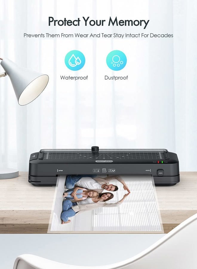 SINOPUREN 9-Inch Thermal Laminator Machine, 3-in-1 Laminator with Built-in Paper Trimmer, Hole Punch & Corner Rounder, 10 Laminating Pouches, Fast 3-Min Warm-Up, Jam-Free for Home, Office, School - Image 2