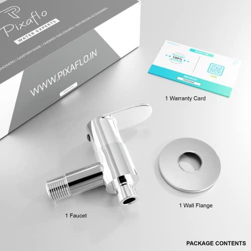 Pixaflo Brass Washing Machine Tap with Wall Flange | Chrome Finish (Koroit) - Image 5