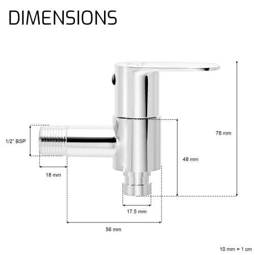 Pixaflo Brass Washing Machine Tap with Wall Flange | Chrome Finish (Koroit) - Image 4
