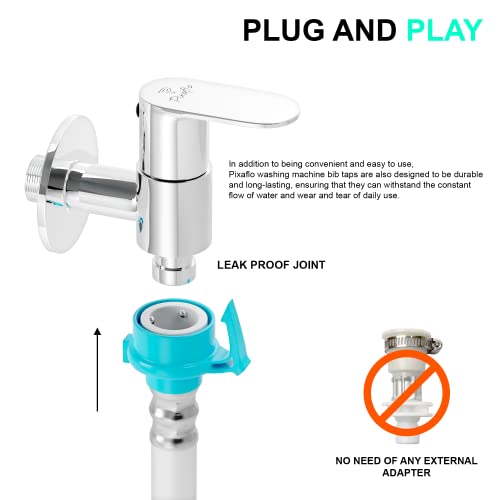 Pixaflo Brass Washing Machine Tap with Wall Flange | Chrome Finish (Koroit) - Image 2