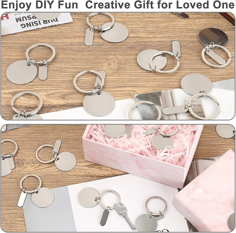 60 PIECES Stainless Steel Blank Keys, 1.2 Inch Round Metal Blank Keys for Engraving, Blank Keys for Laser Engraving Keychain Ring with Hole, Keys - Image 5