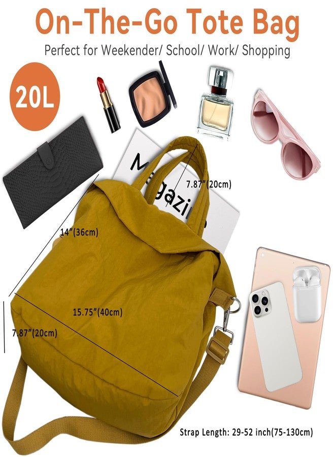 Mozzilog Women's Crossbody Bag, Weekender Tote Bag for Girls, Large Hangbag with Shoulder and Carrying Strap Hobo Gym Bag for Sport/Yoga (Mustard) - Image 4