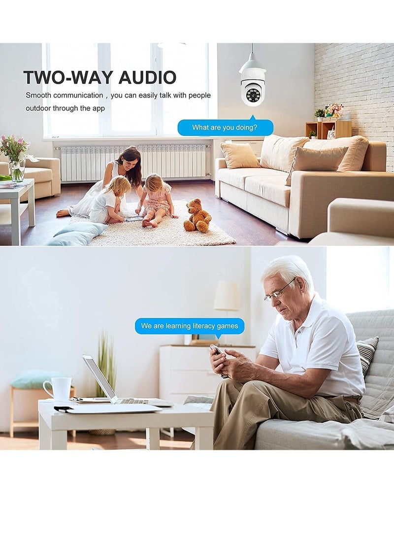 ELTRAZONE E27 Bulb 1080P 2.4GHz WiFi 360 Degree Panoramic Night Vision 2-Way Audio, Smart Motion Detection and Alarm Surveillance Cameras - Image 5