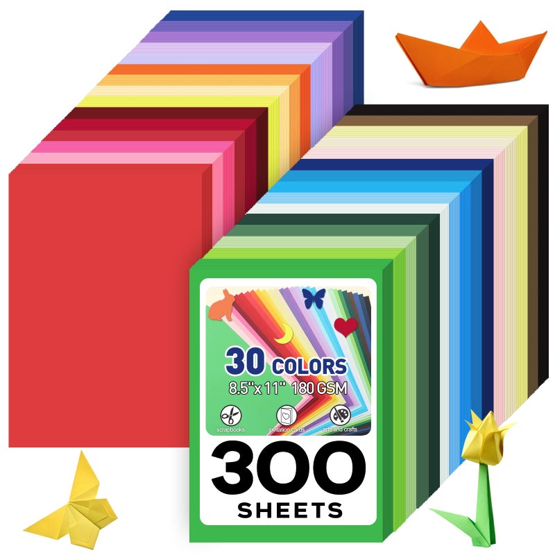 MAXECHO 8.5" X 11" Colored Cardstock Bulk 300 Assorted Sheets in 30 Colors Construction Paper Card Stock Printer Paper for DIY Crafts, Kids School Supplies, Cricut, 180 GSM - Image 1