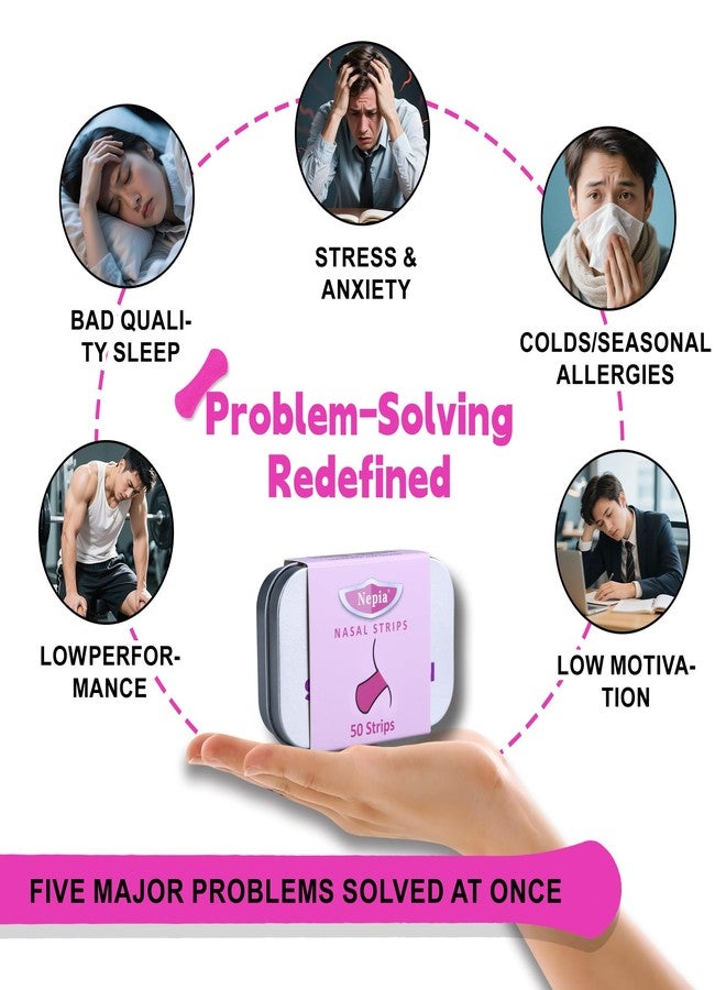 Nepia 50 Pack Extra-Strength Nasal Strips – Latex-Free & Drug-Free Breathing Support for Sports Performance & Day Comfort | Women Variety Pack with Rose Red Colors（Arc） - Image 4