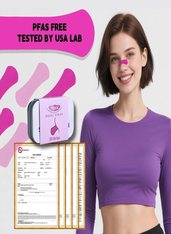 Nepia 50 Pack Extra-Strength Nasal Strips – Latex-Free & Drug-Free Breathing Support for Sports Performance & Day Comfort | Women Variety Pack with Rose Red Colors（Arc） - Image 3