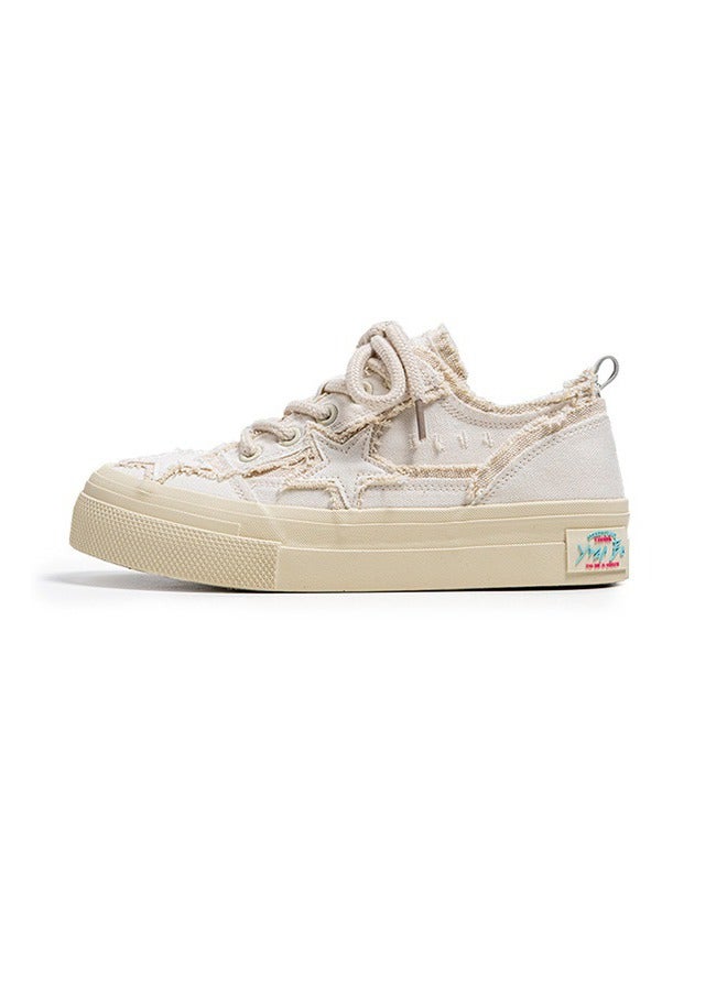 NIBEMINENT Men's Canvas Sneakers, Vintage Distressed Star Design Skate Shoes With Good Traction  - Image 1