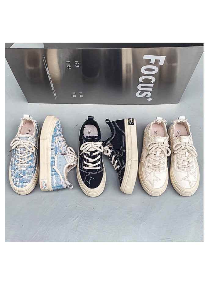 NIBEMINENT Men's Canvas Sneakers, Vintage Distressed Star Design Skate Shoes With Good Traction  - Image 5