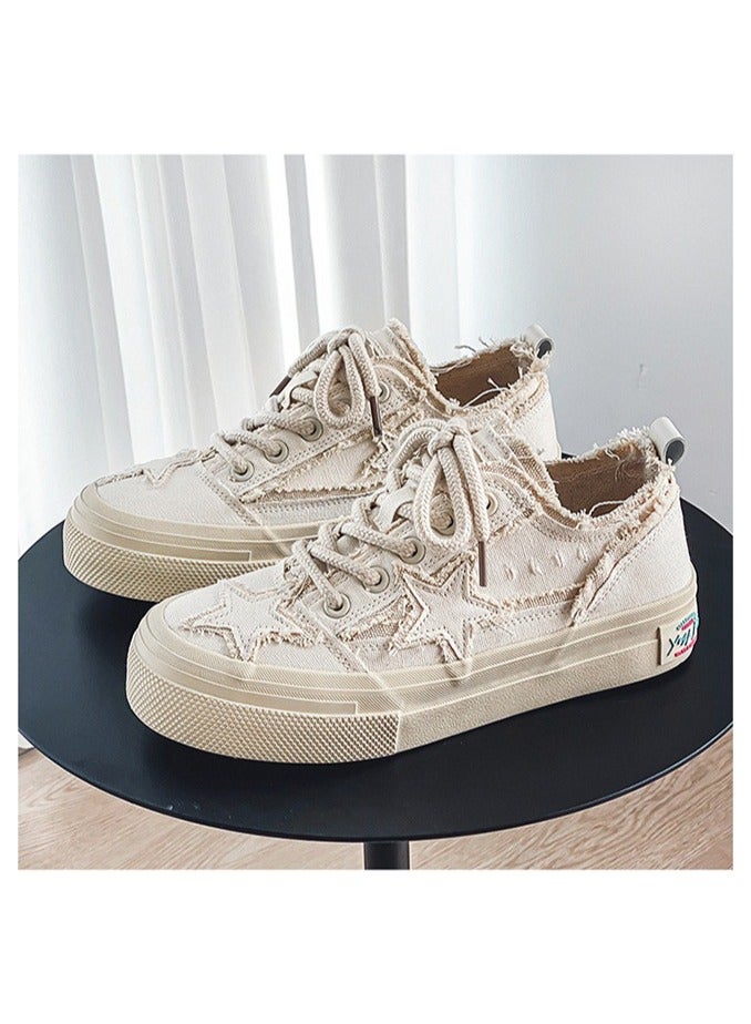 NIBEMINENT Men's Canvas Sneakers, Vintage Distressed Star Design Skate Shoes With Good Traction  - Image 4