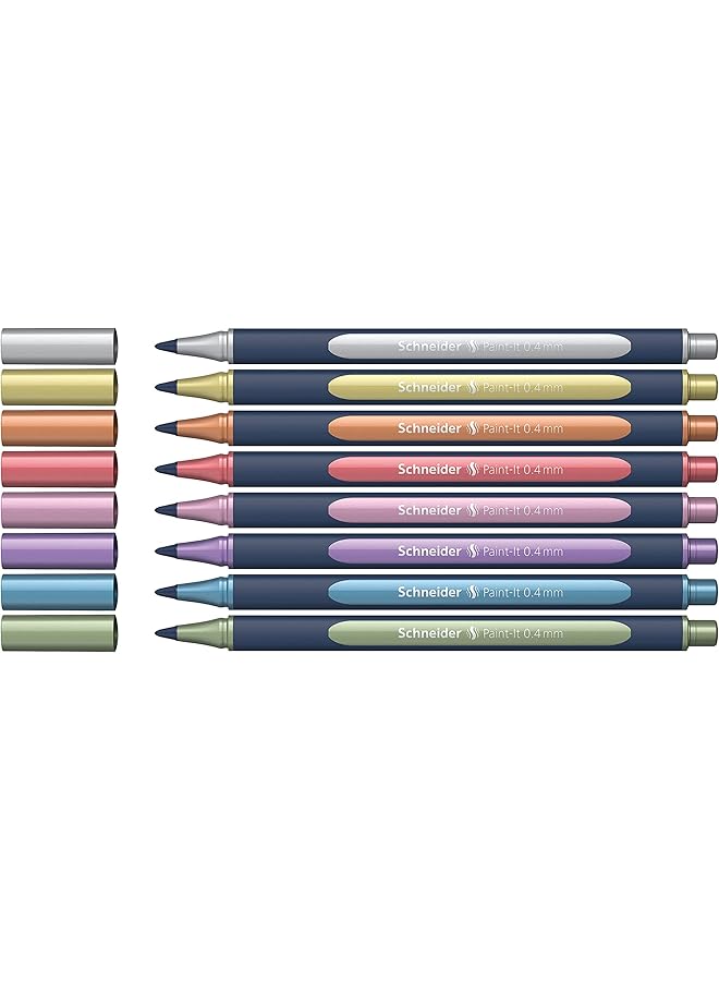 Schneider Paint It 050 Metallic Rollerball Set 0.4 Mm Wallet X8 Assorted Colors Ml05011502 - Image 1