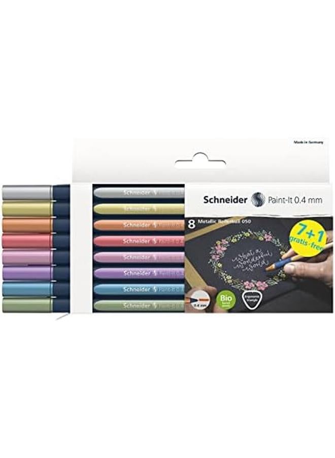 Schneider Paint It 050 Metallic Rollerball Set 0.4 Mm Wallet X8 Assorted Colors Ml05011502 - Image 3