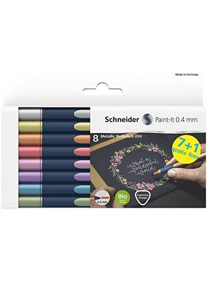 Schneider Paint It 050 Metallic Rollerball Set 0.4 Mm Wallet X8 Assorted Colors Ml05011502 - Image 2