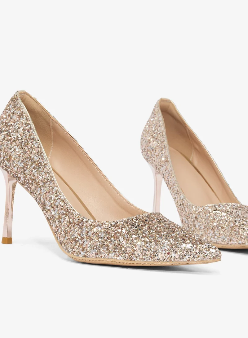 Ella Limited Edition Gold Gold Rhinestone Diamonte High Heel Pumps for Women | Best Price UAE