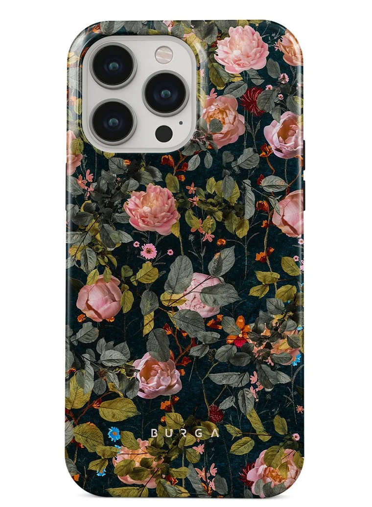 BURGA Luxury Gold Glitter Marble Phone Case Compatible with iPhone 15  Pro Double Layer Silicone Protective Case Bloomy Garden