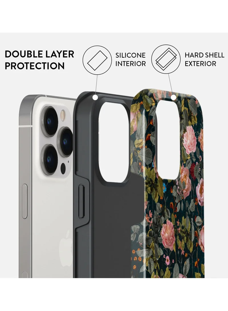 BURGA Luxury Gold Glitter Marble Phone Case Compatible with iPhone 15  Pro Double Layer Silicone Protective Case Bloomy Garden