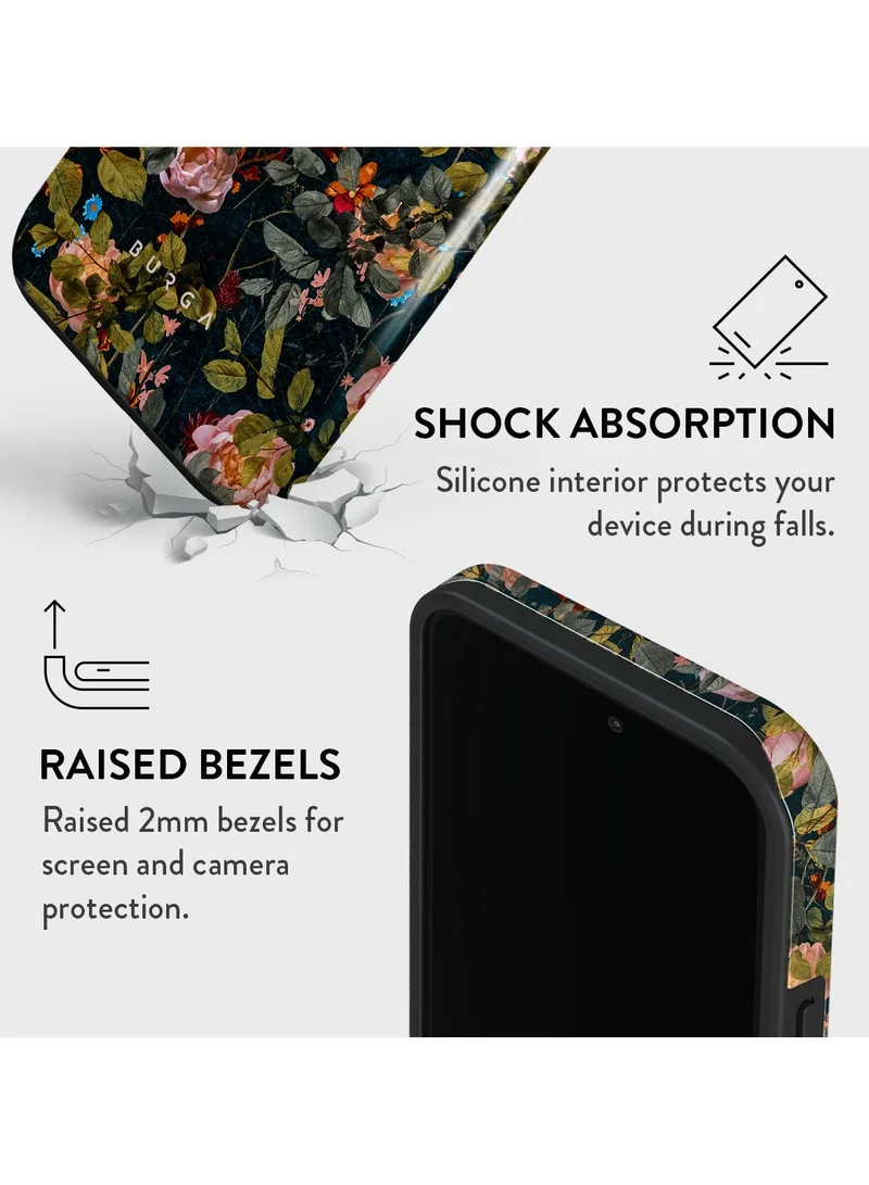 BURGA Luxury Gold Glitter Marble Phone Case Compatible with iPhone 15  Pro Double Layer Silicone Protective Case Bloomy Garden