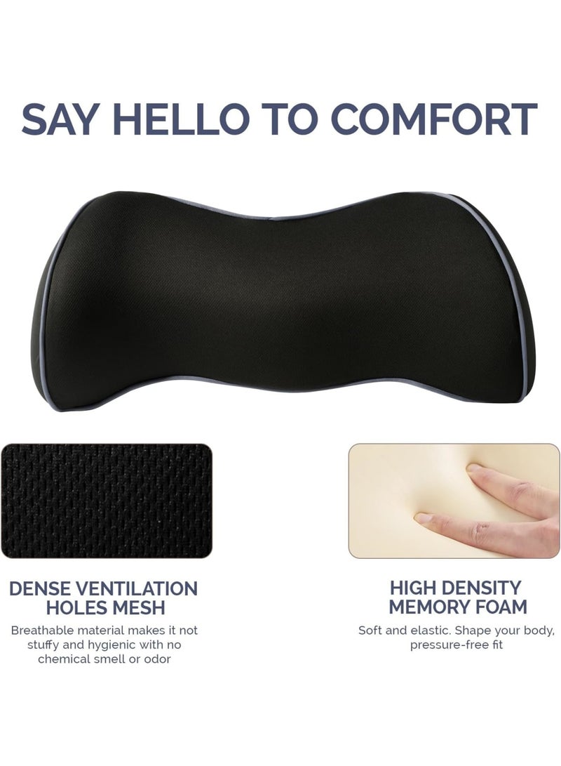 Zikra وسادة دعم أسفل الظهر، تخفيف آلام أسفل الظهر، وسادة دعم الظهر من رغوة الذاكرة، شكل مريح ووسادة أسفل الظهر قابلة للتنفس، دعم أسفل الظهر لكرسي المكتب، السرير، الكرسي، السيارة، أسود داكن - Image 5