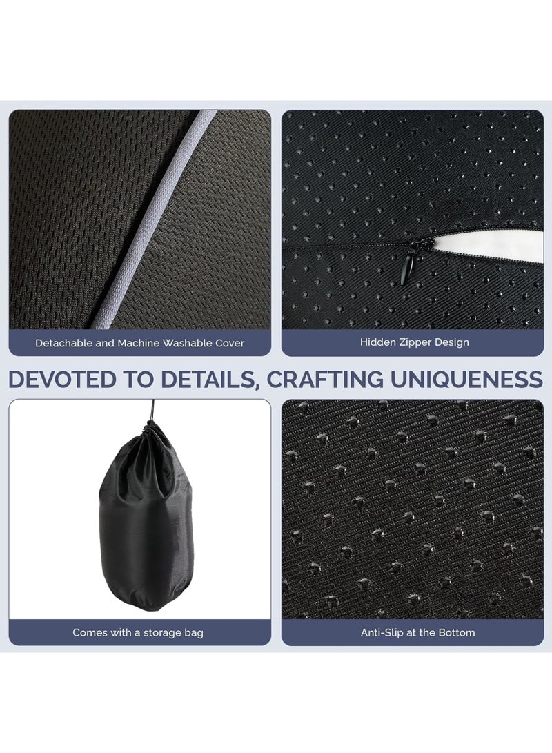 Zikra وسادة دعم أسفل الظهر، تخفيف آلام أسفل الظهر، وسادة دعم الظهر من رغوة الذاكرة، شكل مريح ووسادة أسفل الظهر قابلة للتنفس، دعم أسفل الظهر لكرسي المكتب، السرير، الكرسي، السيارة، أسود داكن - Image 4