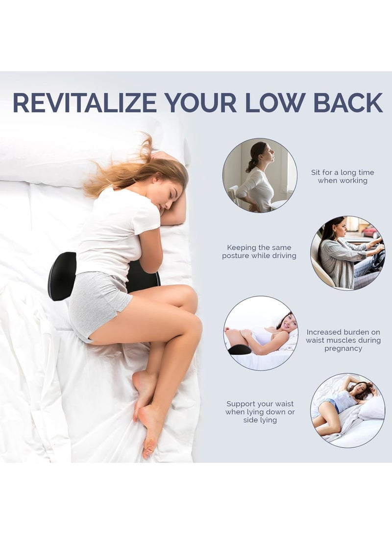 Zikra وسادة دعم أسفل الظهر، تخفيف آلام أسفل الظهر، وسادة دعم الظهر من رغوة الذاكرة، شكل مريح ووسادة أسفل الظهر قابلة للتنفس، دعم أسفل الظهر لكرسي المكتب، السرير، الكرسي، السيارة، أسود داكن - Image 3
