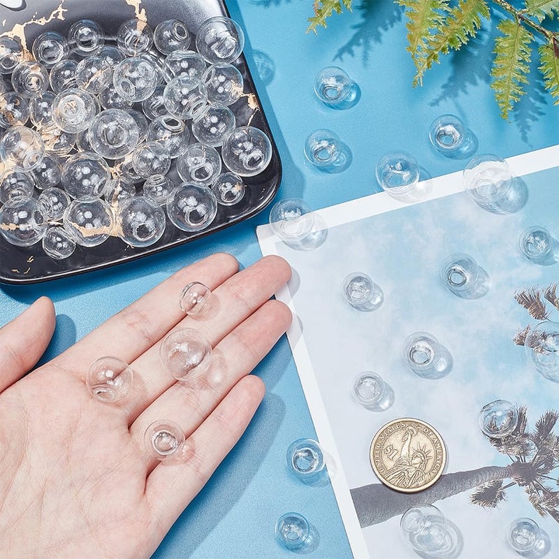 PH PandaHall 200pcs Mini Glass Globe, 4 Size Glass Orbs Ball Wish Ball Bottle Spheres UV Planet Crystal Craft Balls for UV Resin Dice Pendant Charms Earring Making(12mm, 14mm, 16mm, 18mm) - Image 5