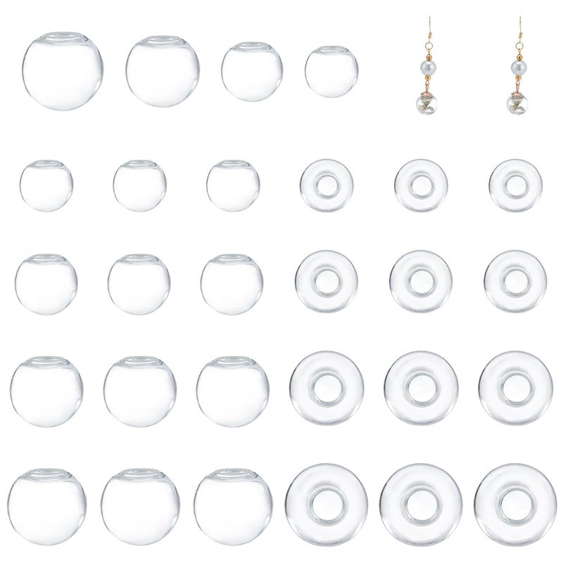 PH PandaHall 200pcs Mini Glass Globe, 4 Size Glass Orbs Ball Wish Ball Bottle Spheres UV Planet Crystal Craft Balls for UV Resin Dice Pendant Charms Earring Making(12mm, 14mm, 16mm, 18mm) - Image 1