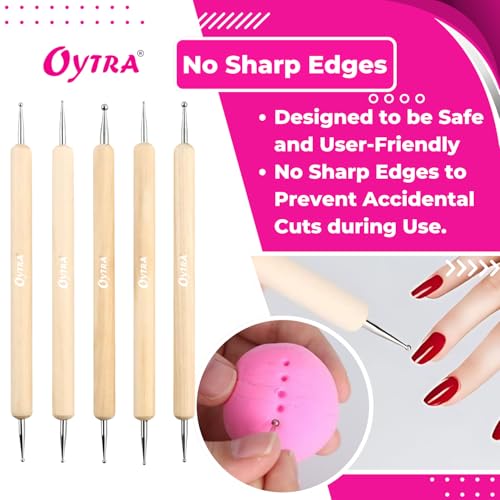 Oytra Dotting Tools 9 Pcs/Set for Clay Dot Mandala Embossing Modelling Ball Stainless Steel Wooden Tool for Fondant Cake Decorating Nail Art Rock Painting for Beginners Artists Adults - Image 5